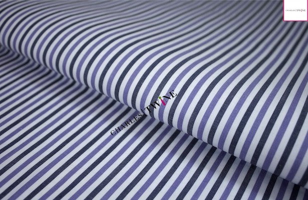 Wrinkle Free Cotton NAVY/LAVENDER/WHITE Stripe Dress Shirt